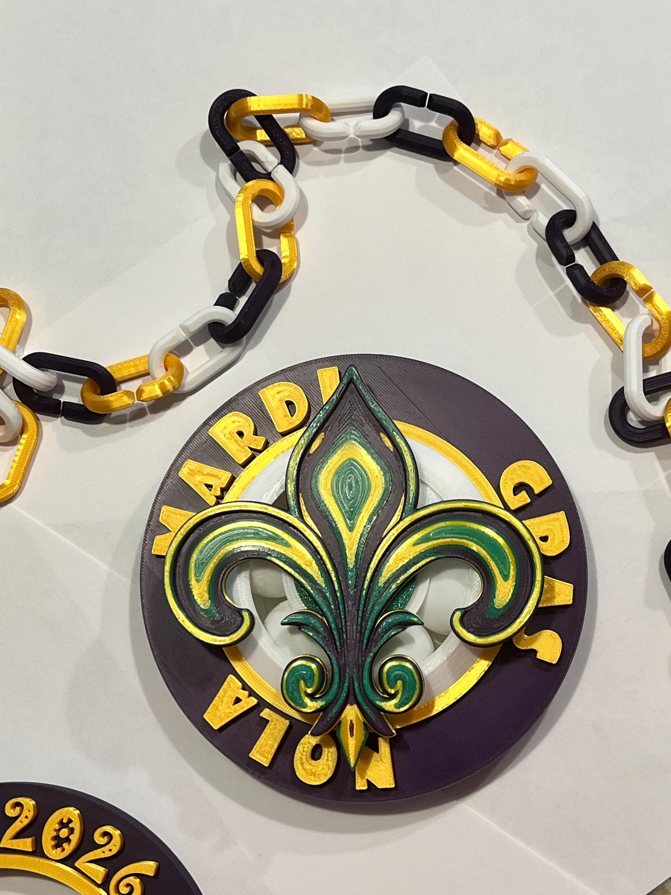 Mardi Gras Spinner Chain Necklace – Wearable & Displayable | Multiple Designs Available