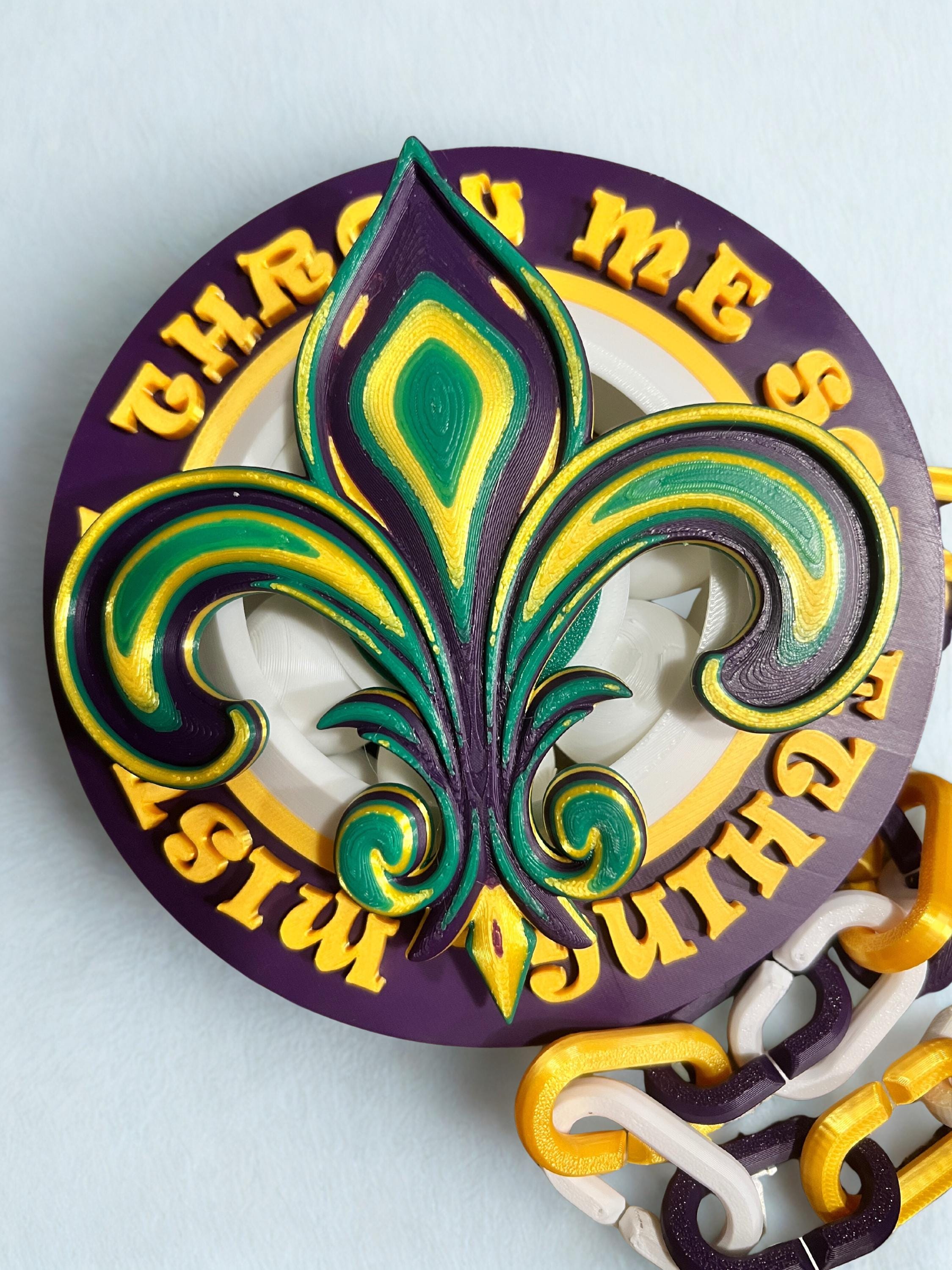 Mardi Gras Spinner Chain Necklace – Wearable & Displayable | Multiple Designs Available
