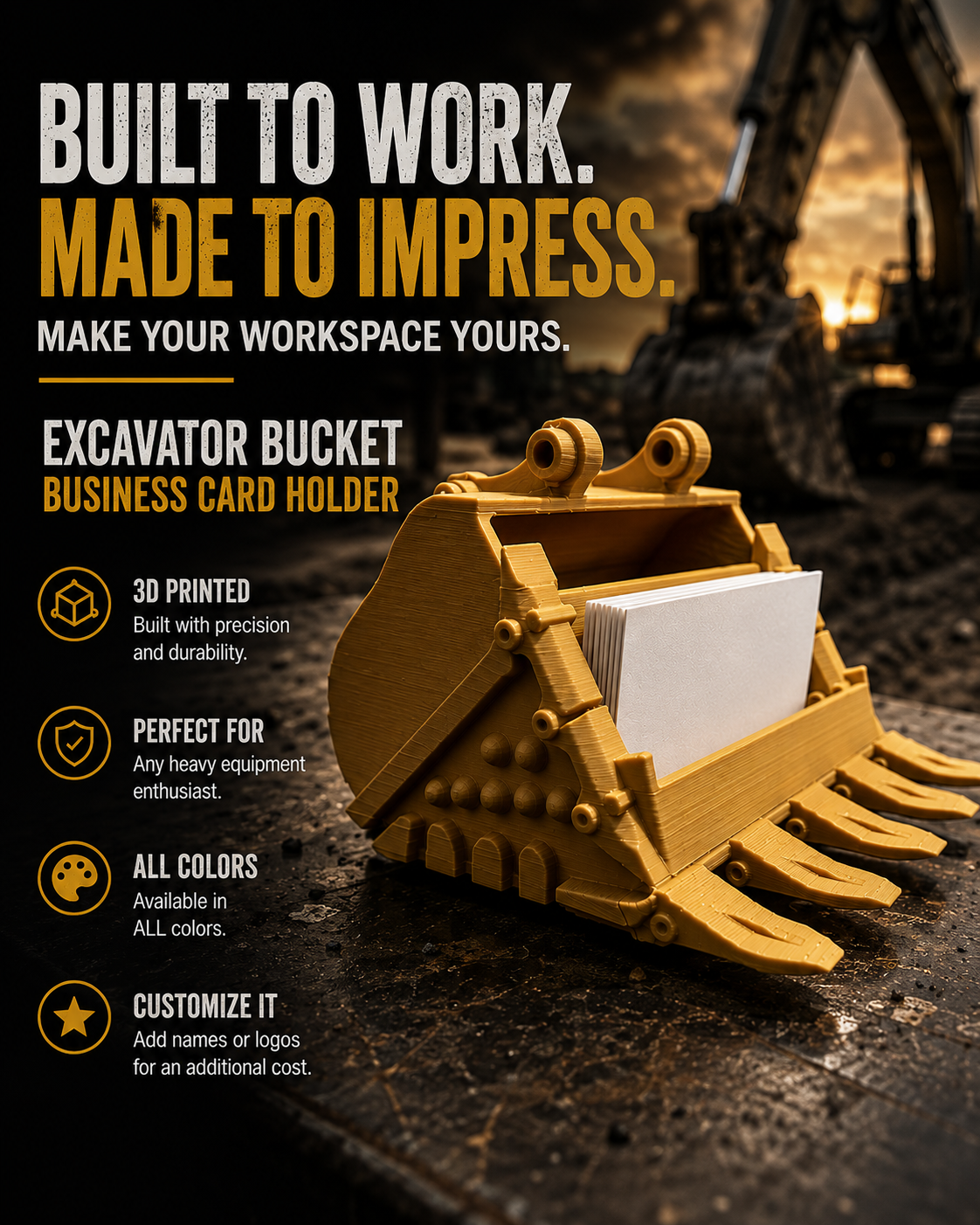 Excavator Bucket Business card Holder
