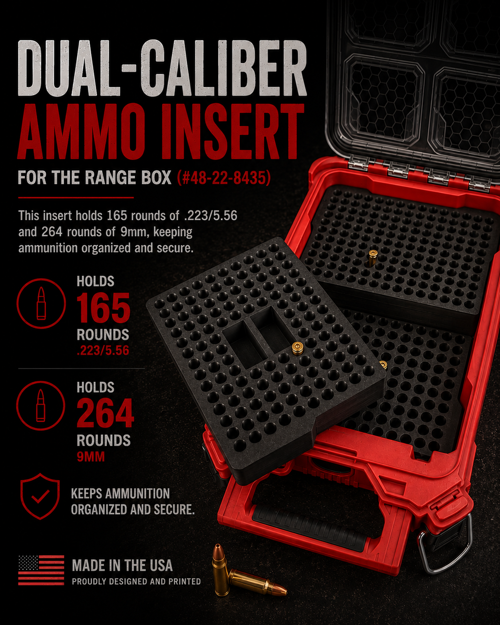 Milwaukee Packout Range Box Insert -  .223/5.56 and 9mm