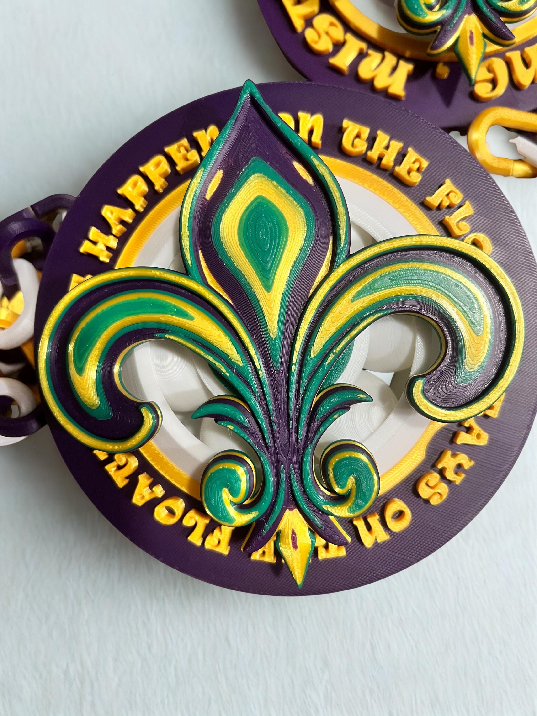 Mardi Gras Spinner Chain Necklace – Wearable & Displayable | Multiple Designs Available