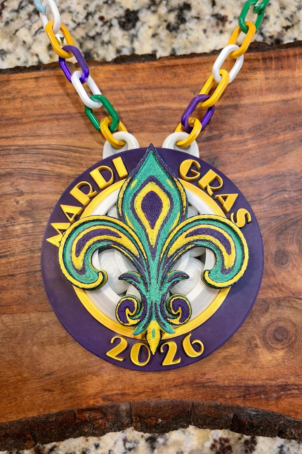 Mardi Gras Spinner Chain Necklace – Wearable & Displayable | Multiple Designs Available